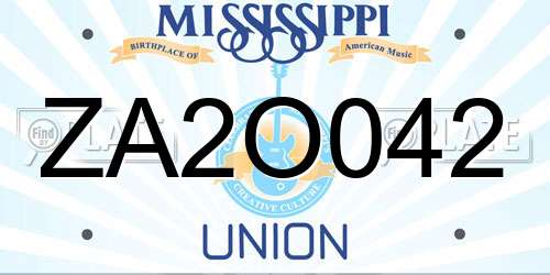 ZA2O042 Mississippi License Plate