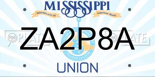 ZA2P8A Mississippi License Plate
