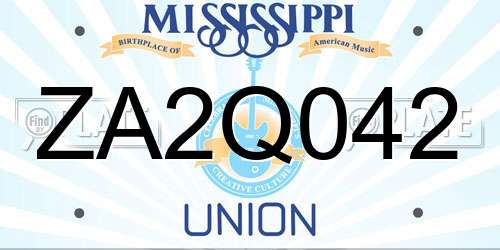 ZA2Q042 Mississippi License Plate