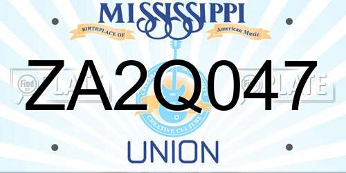 ZA2Q047 Mississippi License Plate