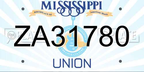 ZA31780 Mississippi License Plate