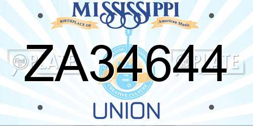 ZA34644 Mississippi License Plate