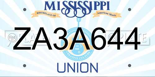 ZA3A644 Mississippi License Plate