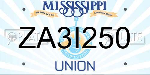 ZA3I250 Mississippi License Plate