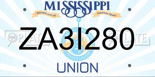 ZA3I280 Mississippi License Plate