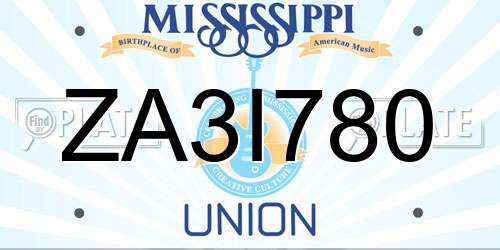 ZA3I780 Mississippi License Plate