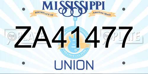 ZA41477 Mississippi License Plate
