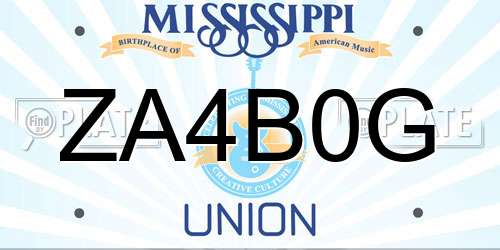 ZA4B0G Mississippi License Plate