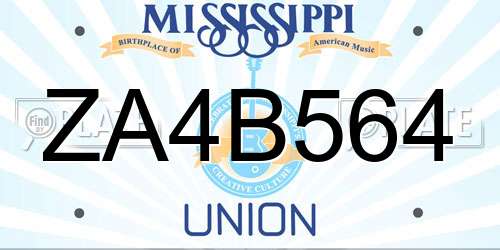 ZA4B564 Mississippi License Plate