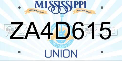 ZA4D615 Mississippi License Plate