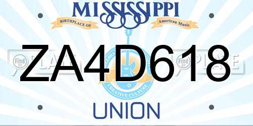 ZA4D618 Mississippi License Plate