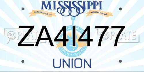 ZA4I477 Mississippi License Plate