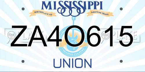 ZA4O615 Mississippi License Plate