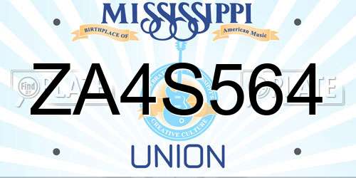 ZA4S564 Mississippi License Plate