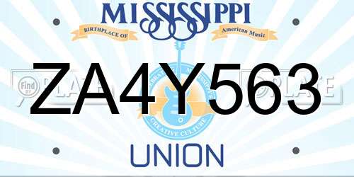 ZA4Y563 Mississippi License Plate