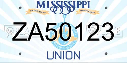 ZA50123 Mississippi License Plate