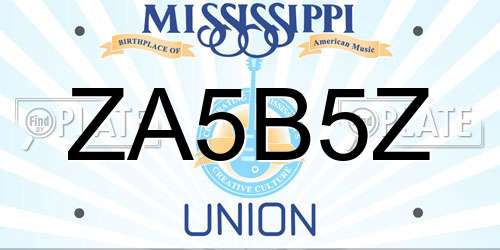ZA5B5Z Mississippi License Plate