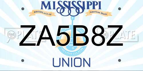 ZA5B8Z Mississippi License Plate