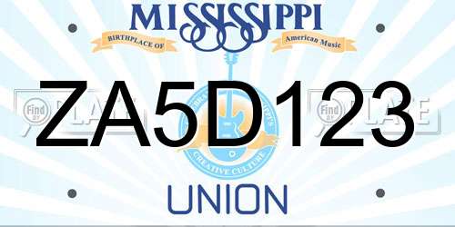ZA5D123 Mississippi License Plate