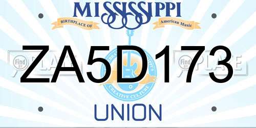 ZA5D173 Mississippi License Plate