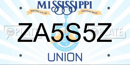 ZA5S5Z Mississippi License Plate