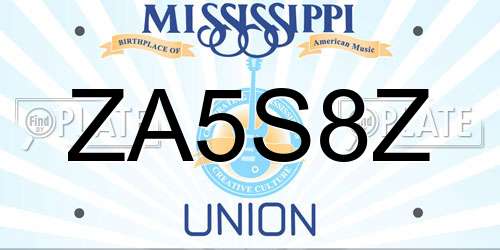 ZA5S8Z Mississippi License Plate