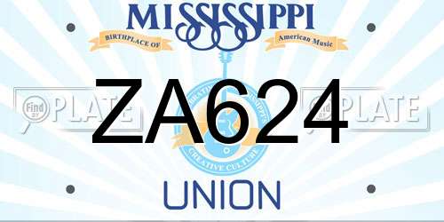 ZA624 Mississippi License Plate