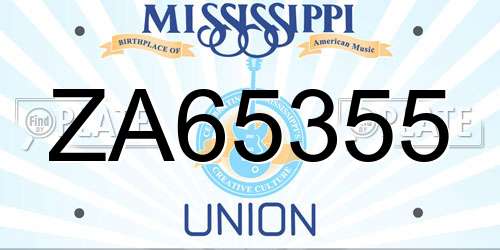 ZA65355 Mississippi License Plate