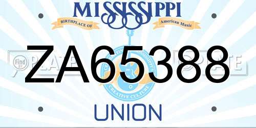 ZA65388 Mississippi License Plate