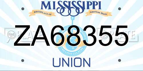 ZA68355 Mississippi License Plate