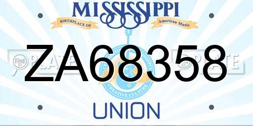 ZA68358 Mississippi License Plate