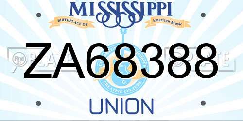 ZA68388 Mississippi License Plate