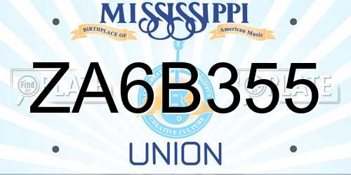 ZA6B355 Mississippi License Plate