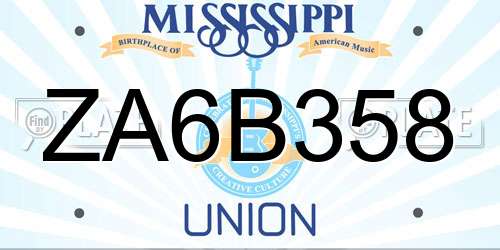 ZA6B358 Mississippi License Plate