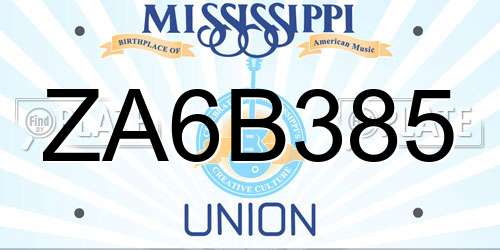 ZA6B385 Mississippi License Plate