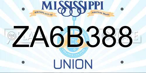 ZA6B388 Mississippi License Plate