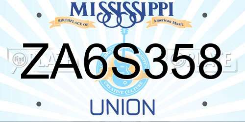 ZA6S358 Mississippi License Plate