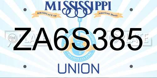 ZA6S385 Mississippi License Plate