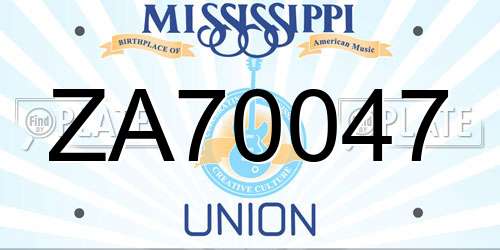 ZA70047 Mississippi License Plate
