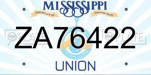 ZA76422 Mississippi License Plate