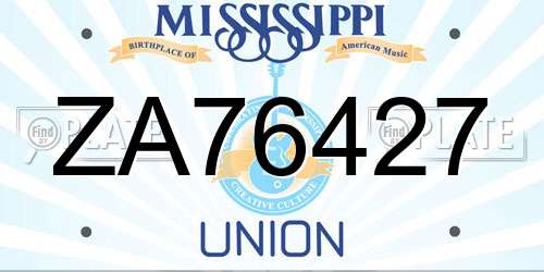 ZA76427 Mississippi License Plate