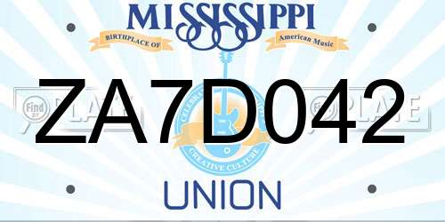 ZA7D042 Mississippi License Plate