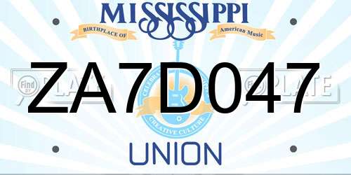 ZA7D047 Mississippi License Plate