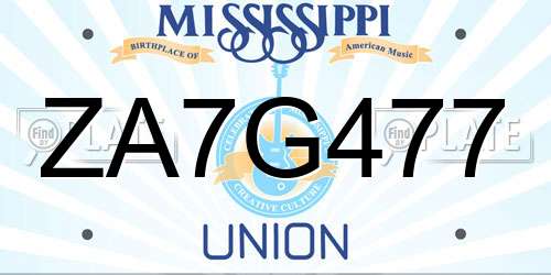 ZA7G477 Mississippi License Plate
