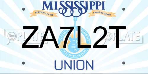 ZA7L2T Mississippi License Plate
