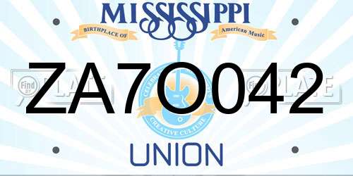 ZA7O042 Mississippi License Plate