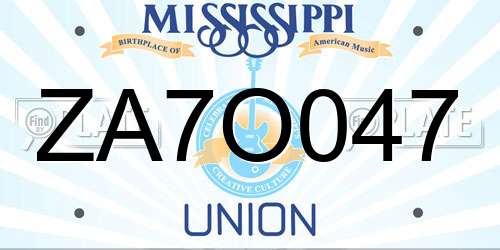 ZA7O047 Mississippi License Plate