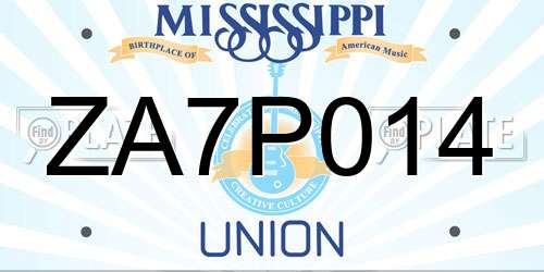 ZA7P014 Mississippi License Plate