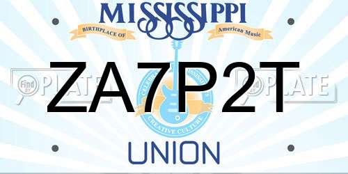 ZA7P2T Mississippi License Plate