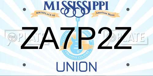 ZA7P2Z Mississippi License Plate